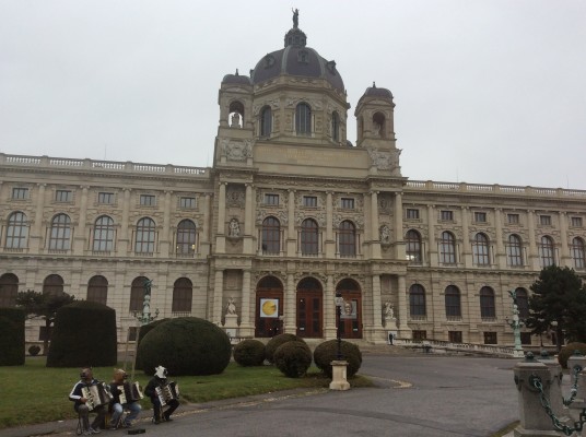 Three Horses Playing Accordion Outside the Art History Museum, Vienna. 