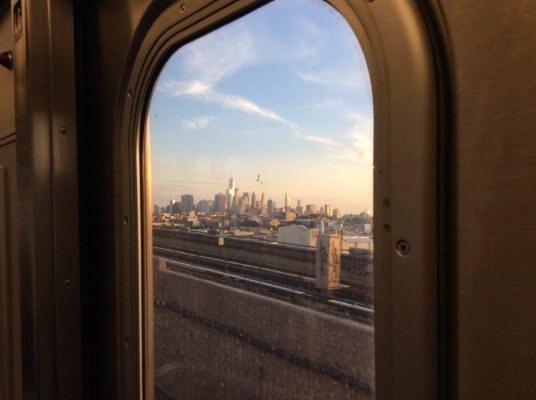 Manhattan, from the Train to Brooklyn at dawn.