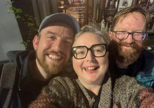 Michael John McCarthy, Siobhan McSweeney and myself outside Green Note, London